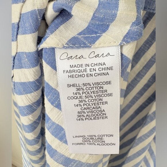 NEW Cara Cara Calypso Midi Dress Ivory Blue Striped Seersucker | US 6 UK 10 - Picture 14 of 14